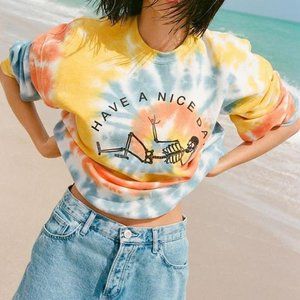 UO Have a Nice Day Tie Dye Crew Sweatshirt